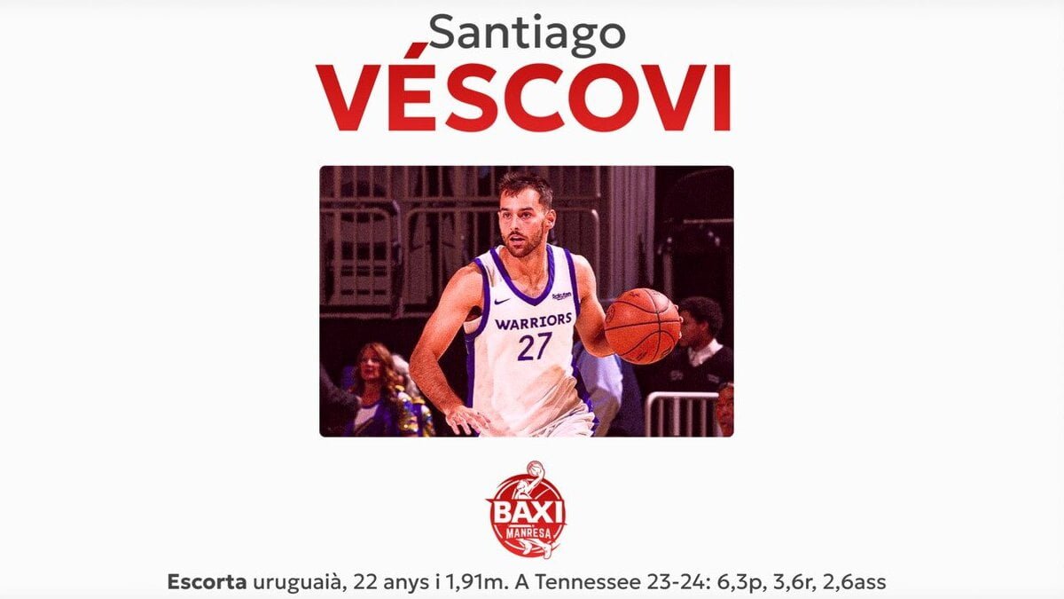 Santiago Vescovi, jugador de baloncesto de Baxi Manresa de Liga Endesa