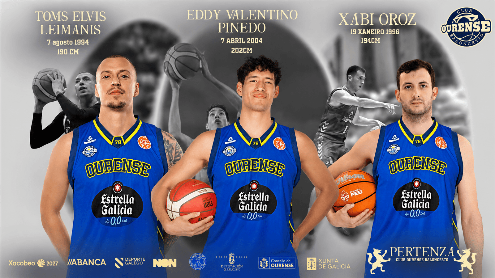 El Club Ourense Baloncesto anuncia las llegadas de Xabi Oroz, Toms Leimanis y Eddy Valentino Pinedo